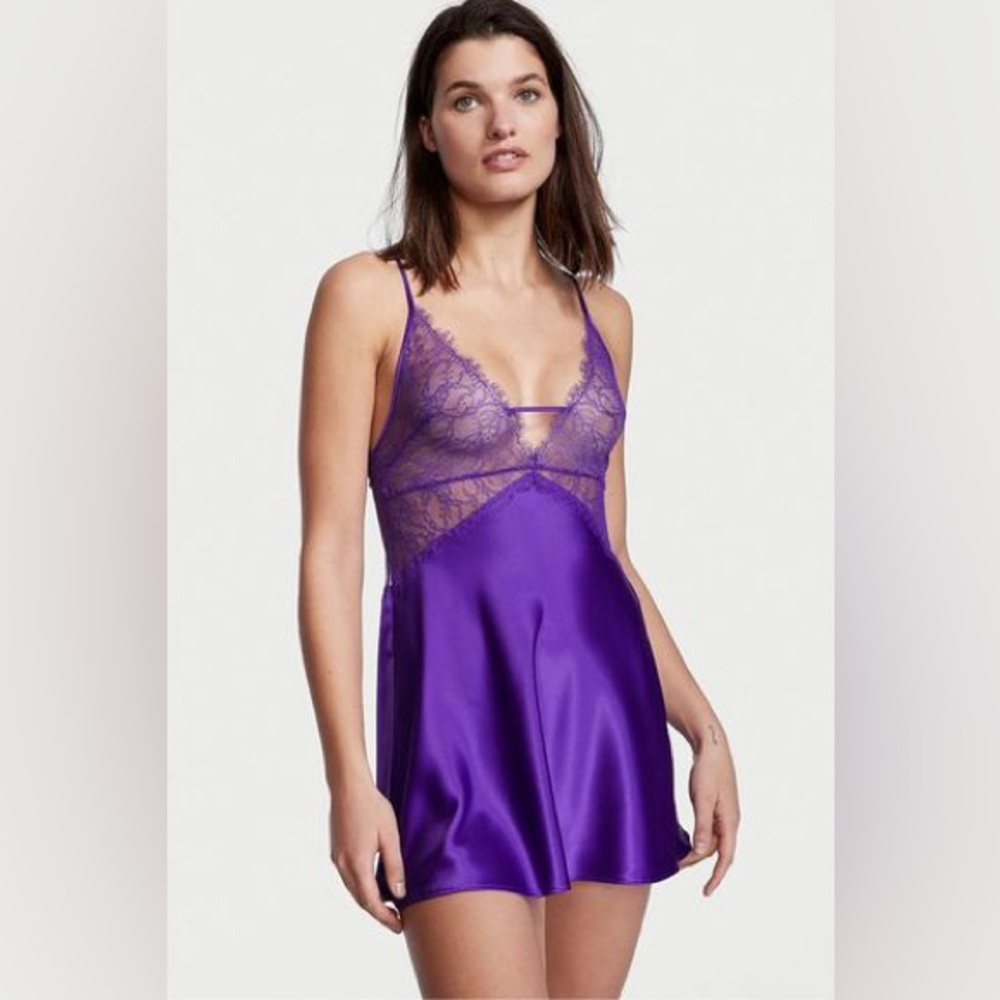 Victoria's Secret Lace Plunge Slip purple
